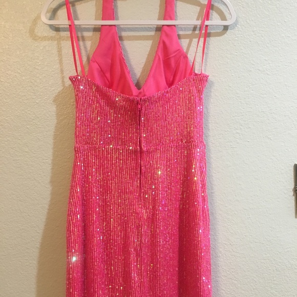 NWT! Barbie Pink Sequin Halter Mini-Dress - Picture 3 of 7